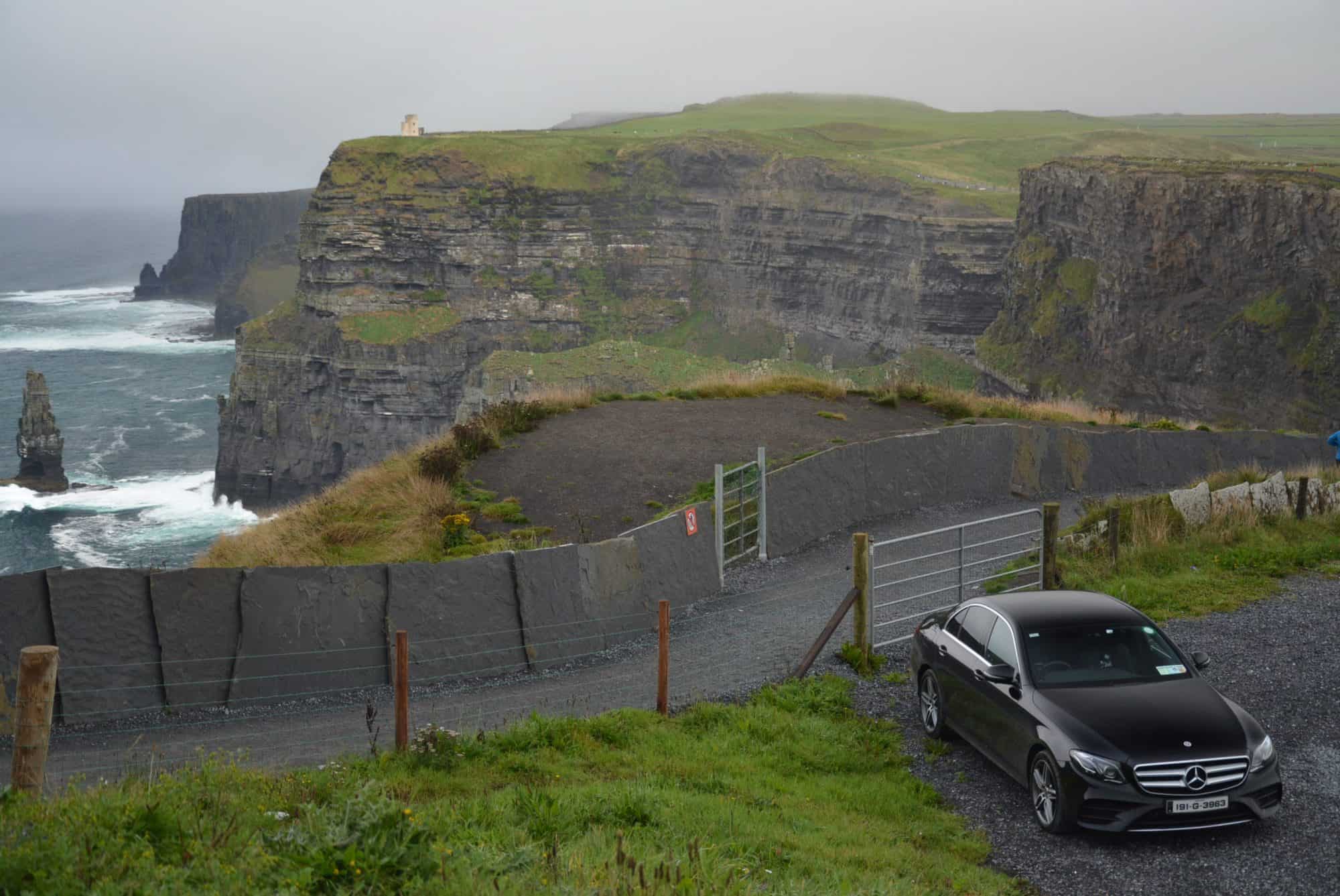 black-mercedes-benz-at-cliffs-of-moher-private-tours-from-galway